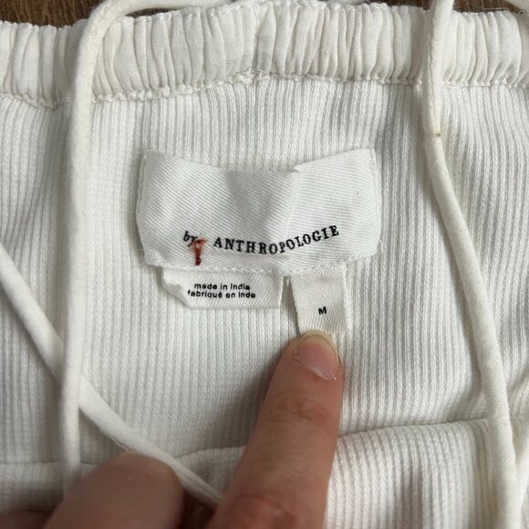 Anthropologie Strappy Eyelet Lace Ruffle Trim Halter Top White Sz Small Ribbed - Picture 9 of 11